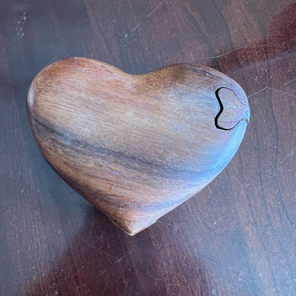 Vintage Wood Heart Puzzle Box